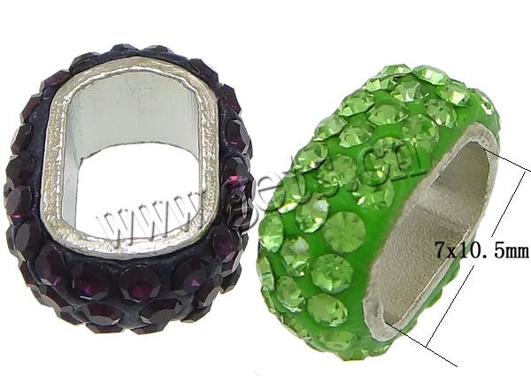 Strass Ton befestigte Perlen, Strass Ton befestigte Perelen, mit Zinklegierung, oval, plattiert, Kundenindividuell & großes Loch, keine, 17x7x14mm, Bohrung:ca. 7x10.5mm, verkauft von PC