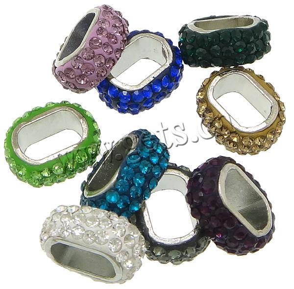 Perles d'argile Pave strass, Strass perle de Pave d'argile, avec alliage de zinc, ovale, Placage, Personnalisé & grand trou, plus de couleurs à choisir, 17x7x14mm, Trou:Environ 7x10.5mm, Vendu par PC