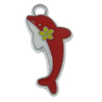 Zinc Alloy Animal Pendants, Dolphin, platinum color plated, enamel nickel, lead & cadmium free Approx 2mm 