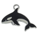 Zinc Alloy Animal Pendants, Dolphin, platinum color plated, enamel nickel, lead & cadmium free Approx 2.5mm 