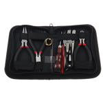 Iron Jewelry Tool Set, awl & plier & scissors​ & tweezers, with Wood & Plastic, platinum color plated, cadmium free 