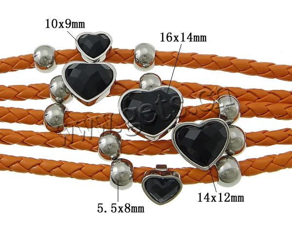 PU Schnur Armbänder, PU Leder, mit 316 Edelstahl & Acryl, mit Nietstollen & unterschiedliche Länge der Wahl & 5-litzig & facettierte, keine, frei von Blei & Kadmium, 16x14x12mm, 14x12x13mm, 10x9x10mm, 5.5x8mm, 22x12mm, verkauft von Strang