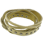 Bracelets de cuir de vachette, cuir de peau de vache, fer fermoir pression, Placage de couleur platine, 2 fils, beige, protéger l'environnement, sans nickel, plomb et cadmium, 18mm Environ 18 pouce, Vendu par brin