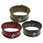 Bracelets de cuir de vachette, cuir de peau de vache, avec alliage de zinc, fer fermoir pression, Placage de couleur noire de plumbum, plus de couleurs à choisir, protéger l'environnement, sans nickel, plomb et cadmium 33mm Environ 9 pouce, Vendu par brin