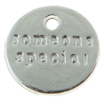 Zinc Alloy Message Pendants, Flat Round, plated cadmium free Approx 1mm, Approx 