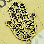 Hamsa Anhänger aus Zinklegierung, plattiert, Islam Schmuck, keine, 35x24mm, Bohrung:ca. 2mm, ca. 330PCs/kg, verkauft von kg