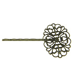 Accesorio de diapositiva de pelo, metal, Flor, chapado, hueco, más colores para la opción, 26x34mm, 55x2x5mm, Vendido por UD