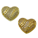 Cubic Zirconia Micro Pave Brass Beads, Heart, plated, micro pave cubic zirconia & hollow Approx 1.8mm 