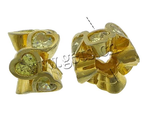 Cúbicos Circonia de Micro pavimenta Latón Europeo bolas, metal, chapado, micro arcilla de zirconia cúbica & sin rosca, más colores para la opción, 10x12x7mm, agujero:aproximado 5mm, Vendido por UD