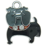 Zinc Alloy Animal Pendants, Dog, platinum color plated, enamel & with rhinestone nickel, lead & cadmium free Approx 2.5mm 