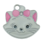 Zinc Alloy Animal Pendants, Cat, platinum color plated, enamel nickel, lead & cadmium free Approx 2.5mm 