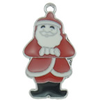 Pendentifs de Noël en alliage de zinc, le père noël, Placage de couleur platine, émail, rouge, protéger l'environnement, sans nickel, plomb et cadmium Environ 2.5mm, Vendu par PC