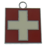 Zinc Alloy Enamel Pendants, Square, platinum color plated, nickel, lead & cadmium free Approx 2.5mm 