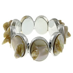 naturelle Nacre Bracelet à, laiton, avec Nacre perles & coquille blanche, Placage de couleur platine Environ 7 pouce, Vendu par brin