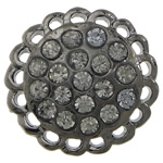 Bouton de tige en alliage zinc, alliage de zinc, fleur, Placage de couleur noire de plumbum, avec strass, sans plomb et cadmium Environ 3mm, Vendu par PC