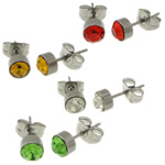 Stainless Steel Stud Earring, with rhinestone 5mm 