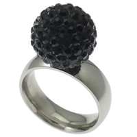 Strass Edelstahl Fingerring, mit Strass Ton befestigte Perelen, mit 102 Stück Strass, keine, 14mm, Größe:9, verkauft von PC