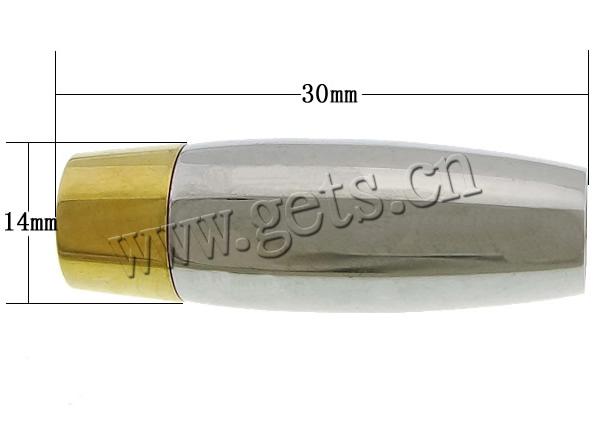 Fermeture magnétique en acier inoxydable rond, tube, Placage, Personnalisé, plus de couleurs à choisir, 30x14mm, Trou:Environ 9mm, Vendu par PC