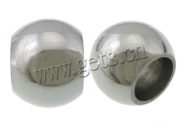 perles de grand trou en inox , acier inoxydable, tambour, Placage, Personnalisé, plus de couleurs à choisir, 7x8mm, Trou:Environ 2mm, Vendu par PC