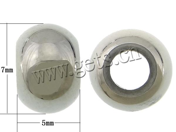 Cuentas con agujero grande de acero inoxidable, Toroidal, chapado, Modificado para requisitos particulares, más colores para la opción, 5x7mm, agujero:aproximado 3mm, Vendido por UD