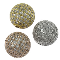 Cubic Zirconia Micro Pave Brass Beads, Round, plated, micro pave cubic zirconia 12mm Approx 2mm 