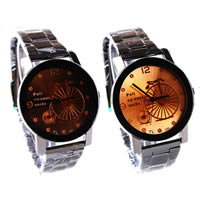 Men Wrist Watch, Zinc Alloy, with Glass, plumbum black color plated cadmium free, 40mm, 20mm Approx 9 Inch 