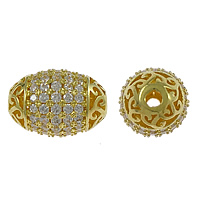 Cubic Zirconia Micro Pave Brass Beads, Oval, plated, micro pave cubic zirconia & hollow Approx 2mm 