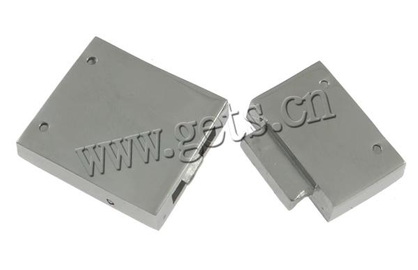 Stainless Steel Leather Band Clasp, Rectangle, Customized, original color, 29x17x5mm, Hole:Approx 15x3mm, Sold By PC