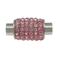 Cierre magnético redondo de acero inoxidable, con Arcilla analiar de diamantes de imitación AB, Tubo, con 108 pcs de diamante de imitación, más colores para la opción, 18x9mm, agujero:aproximado 4mm, Vendido por UD