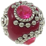 Indonesia Jewelry Beads, with Iron & Zinc Alloy, Drum, antique silver color plated, with rhinestone Approx 1.5mm 