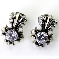 Stainless Steel Stud Earring, with Czech rhinestone & blacken 