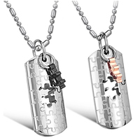 collier en inox de couple , acier inoxydable 316L, Placage, pour le couple & deux tons Environ 21.5 pouce, Vendu par paire