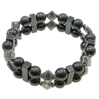 Unmagnetisches Hämatit Armband, Non- magnetische Hämatit, mit Verkupferter Kunststoff, schwarz, 8x8mm, Länge:6.5 ZollInch, verkauft von Strang