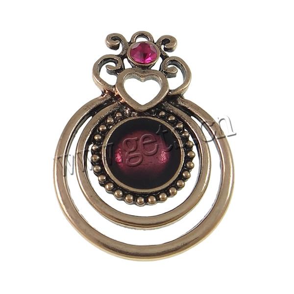 Zinc Alloy Enamel Pendants, Flat Round, plated, Customized & with rhinestone, more colors for choice, nickel, lead & cadmium free, 25x34x4mm, Hole:Approx 1.5mm, Sold By PC