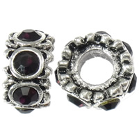 grano Europeo de aleación Zinc con diamante, aleación de zinc, Toroidal, chapado, sin rosca & con diamantes de imitación, más colores para la opción, libre de cadmio, 7x12mm, Vendido por UD