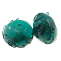 Raffinierte Glasperlen, Lampwork, Rondell, mit Blumenmuster & uneben, keine, 9x15mm, Bohrung:ca. 2mm, verkauft von PC