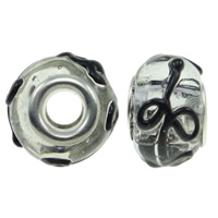 El Abalorio Vidriado Con Doble Núcleo De Plata Chapata, Cristal de murano, Toroidal, chapado en color de plata antigua, doble núcleo de cuproníquel sin rosca, 14x9mm, agujero:aproximado 5mm, Vendido por UD