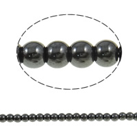 Magnetische Perlen, Hämatit, rund, verschiedene Stile für Wahl, schwarz, Grade A, 4mm, Länge:16 ZollInch, 113PCs/Strang, verkauft von Strang[