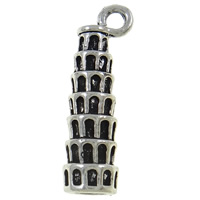 Zinklegierung Gebäude Anhänger, Turm, plattiert, keine, 25x6x6mm, Bohrung:ca. 2mm, verkauft von PC