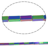 Non- magnetische Hämatit Perle, Rechteck, plattiert, regenbogenfarben, 4x9mm, Bohrung:ca. 0.5mm, Länge:ca. 16 ZollInch, ca. 44PCs/Strang, verkauft von Strang