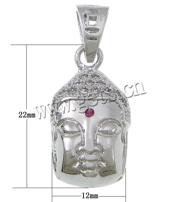 Colgante de Micro Pavé de Zirconía Cúbica, metal, Buda, micro arcilla de zirconia cúbica & hueco, 12x22x7mm, agujero:aproximado 3.5x6mm, Vendido por UD