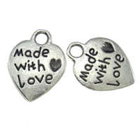 Zinc Alloy Message Pendants, Heart, word love, plated nickel, lead & cadmium free 