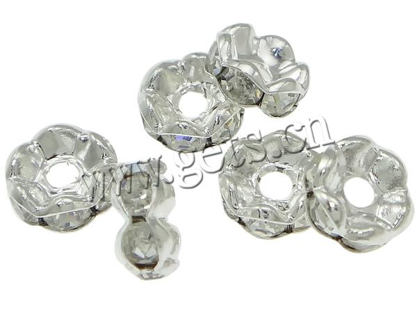 Puente de diamante de imitación Spacer, metal, con metal, Redondo aplanado, chapado, Modificado para requisitos particulares & con diamantes de imitación de Mideast, más colores para la opción, 6mm, 100PCs/Bolsa, Vendido por Bolsa