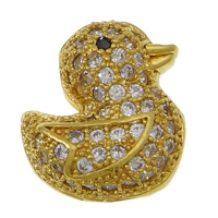 Cubic Zirconia Micro Pave Brass Beads, Duck, plated, micro pave cubic zirconia & hollow Approx 2.5mm 