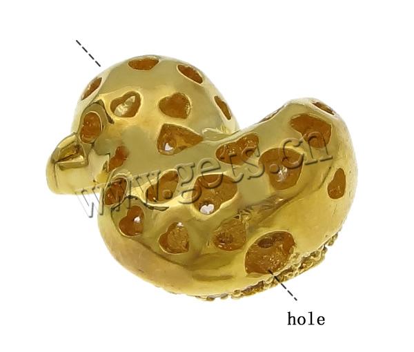 Zirkonia Micro pflastern Korn, Messing, Ente, plattiert, Micro pave Zirkonia & hohl, keine, 12x13.5x7mm, Bohrung:ca. 2.5mm, verkauft von PC