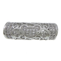 Cubic Zirconia Micro Pave Brass Beads, Tube, plated, micro pave cubic zirconia & hollow Approx 4mm 