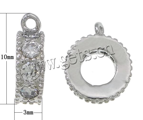 metal Colgante Enganche, Donut, chapado, micro arcilla de zirconia cúbica, más colores para la opción, 3x10mm, agujero:aproximado 4mm, Vendido por UD