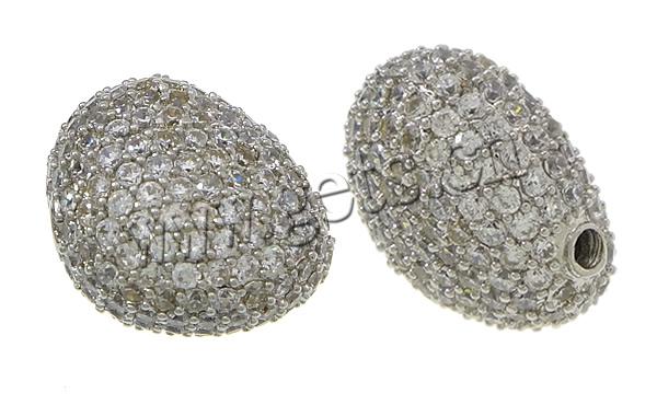 Zirkonia Micro pflastern Korn, Messing, Klumpen, plattiert, Micro pave Zirkonia, keine, 17x14x10mm, Bohrung:ca. 2mm, verkauft von PC