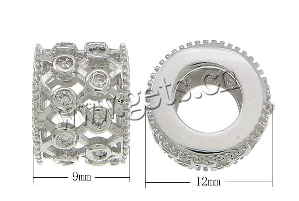 Cuentas Zirconia micro pavimenta cúbicos, metal, Columna, chapado, micro arcilla de zirconia cúbica & agujero largo & hueco, más colores para la opción, 9x12mm, agujero:aproximado 6mm, Vendido por UD