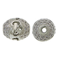 Cubic Zirconia Micro Pave Brass Beads, Oval, plated, micro pave cubic zirconia & hollow Approx 2mm 